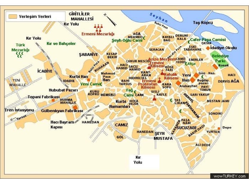 1909 Adana haritası (Kaynak: Meltem Toksöz arşivi)