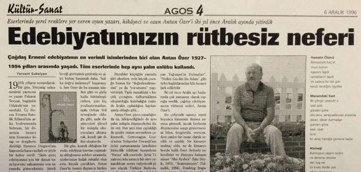 Agos'un arşivinden: Antan Özer