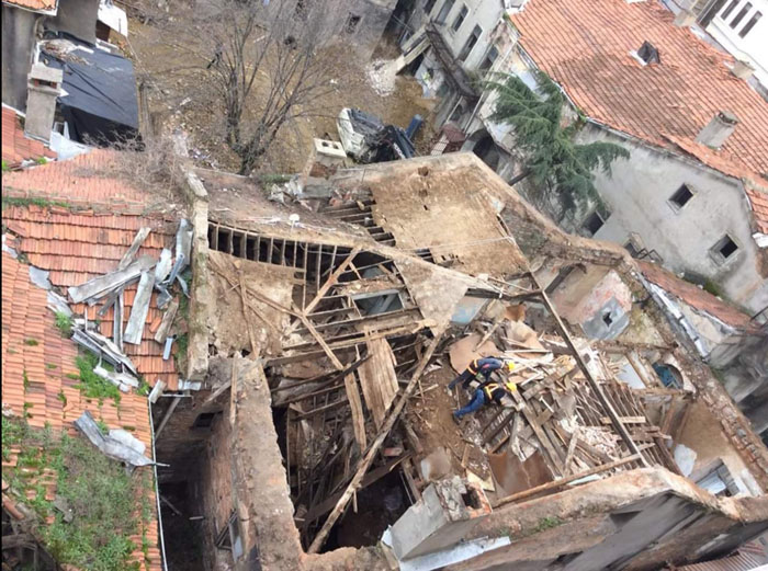 Narmanlı Han'da devam eden yıkımdan yeni görüntüler