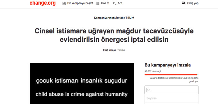 Önergenin iptali için imza kampanyası