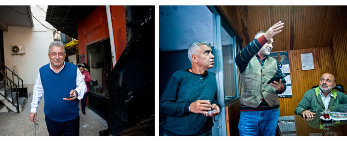 Mihran Balık (solda). Hagop Benli’nin (en sağda), atölyesi ziyaretimiz üzerine bir anda ustalarla doldu (sağda) 