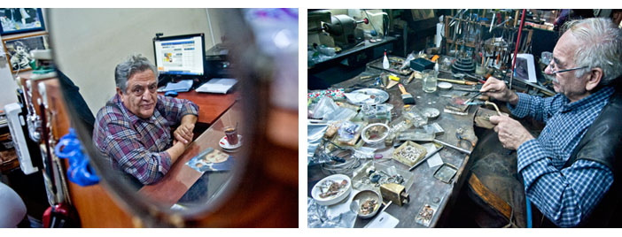 Mehmet Hoşkan Usta emektar tezgahında (solda) Dikran Kumru mesleğini Sarkis’le birlikte sürdürüyor (sağda)