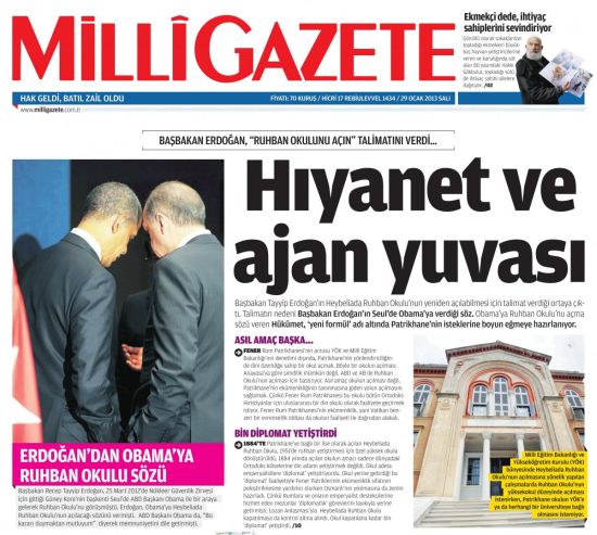 Milli Gazete’den Ruhban Okulu hezeyanı