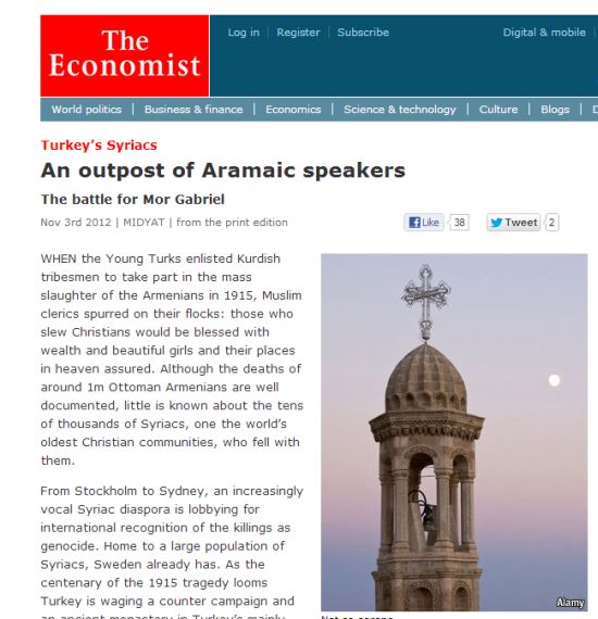 Economist: 'Süryaniler de soykırımın tanınması için çalışıyor'
