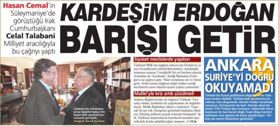 Talabani: PKK silah bırakmak için bana geldi