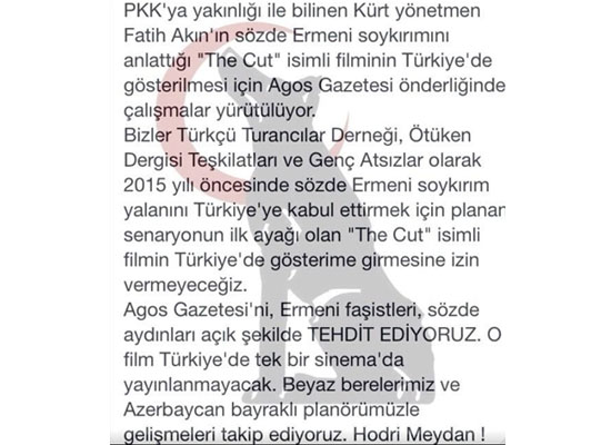 Ötüken Dergisi'nden Agos'a açık tehdit!